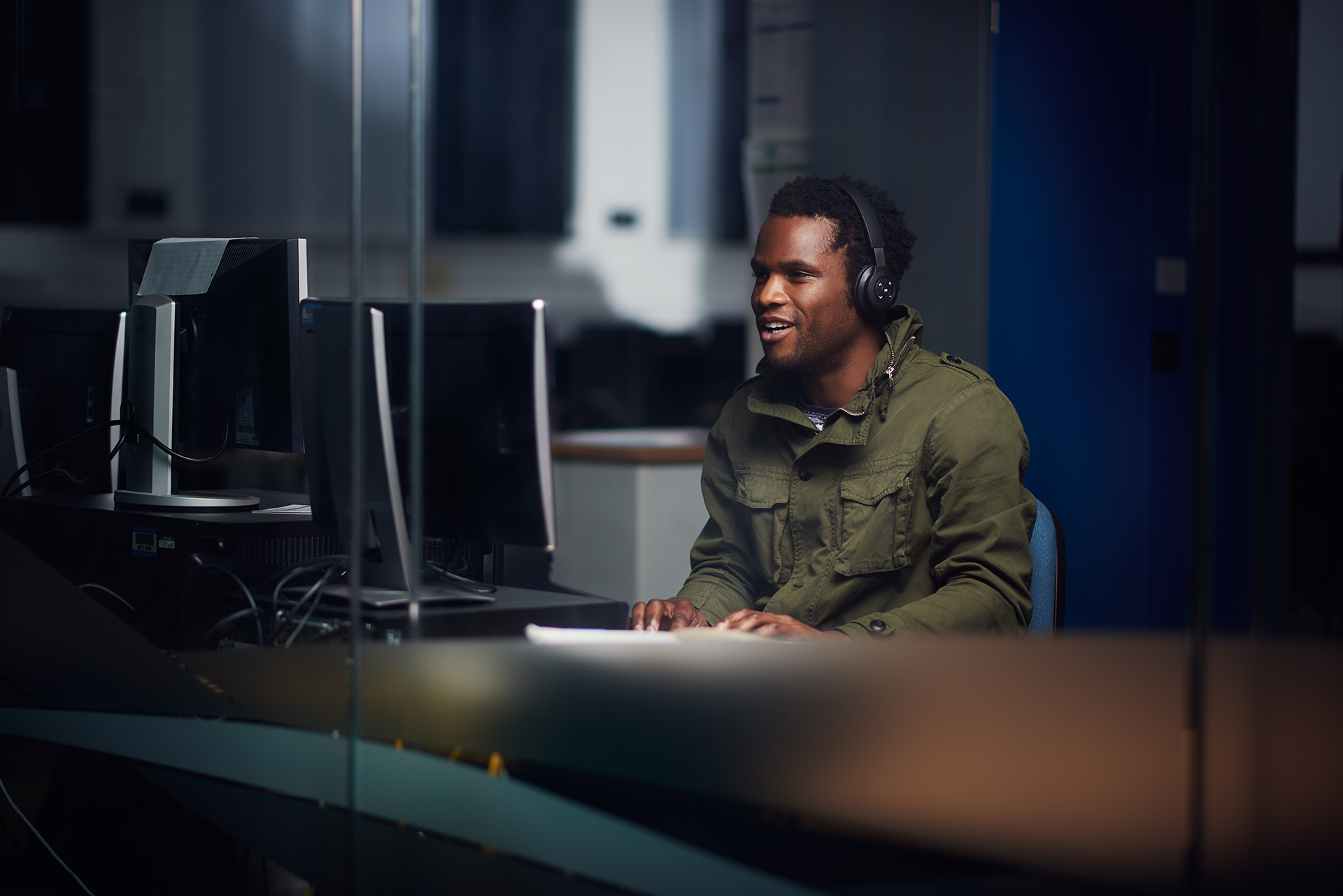 Student working at a computer
